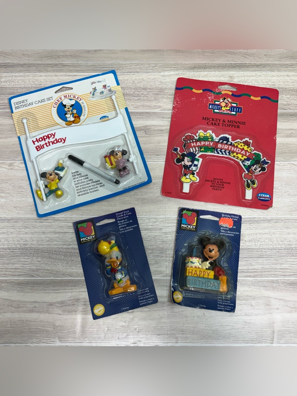 NWT VTG Lot of 4 Disney Birthday Toppers & Candles Mickey Mouse Donald Duck